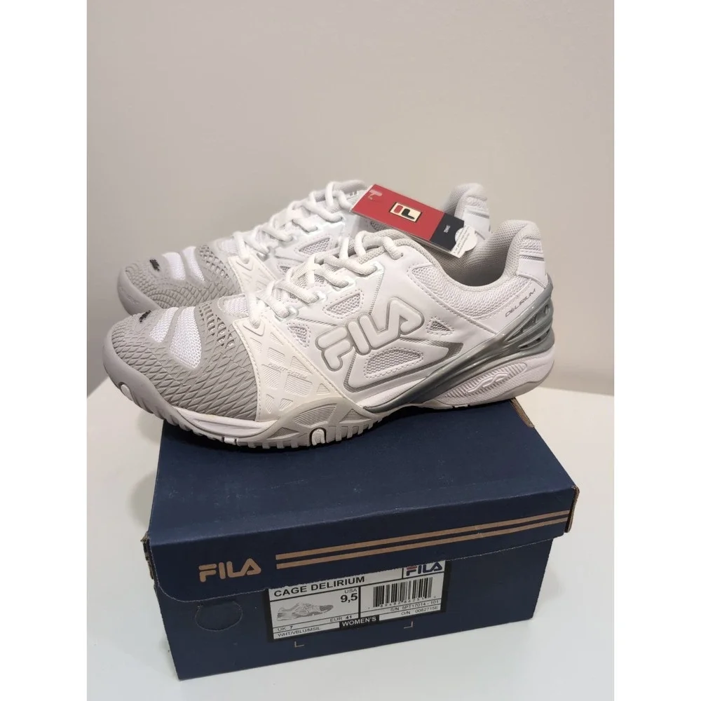 NWB FILA Cage Delirium Women's Tennis Sneakers White/Gray Size 9.5